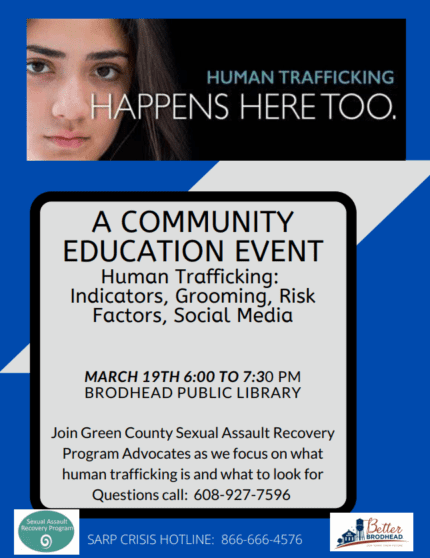 Human Trafficking education event flier